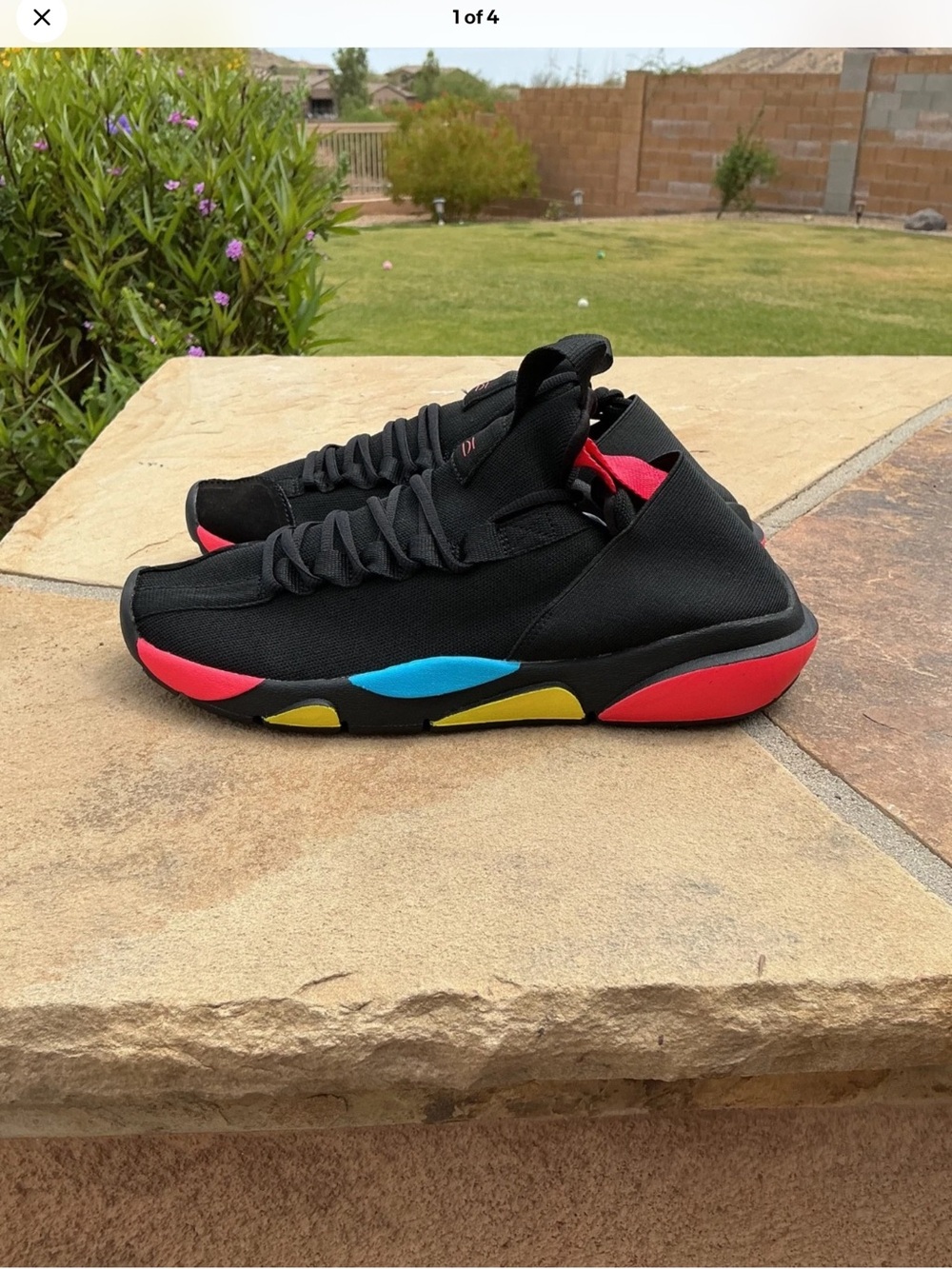 Clear weather Interceptor Highlighter Black Athletic Sneakers with Multicolor
